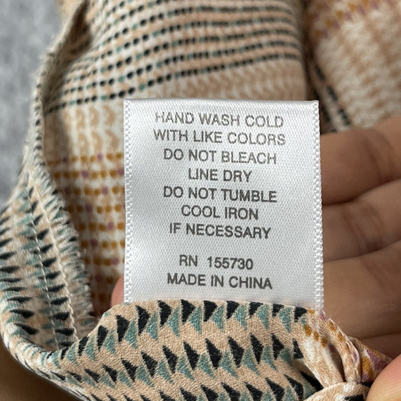 Rose Olive Tunic Top Woman 3X Button Up Geometric 3/4 Sleeve Lightweight - Picture 6 of 14